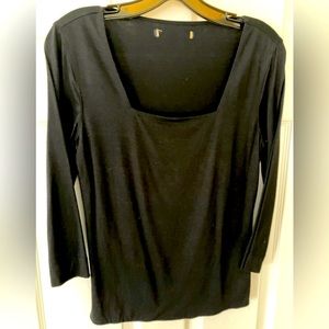 Brooks Brothers Black Square Neck Top